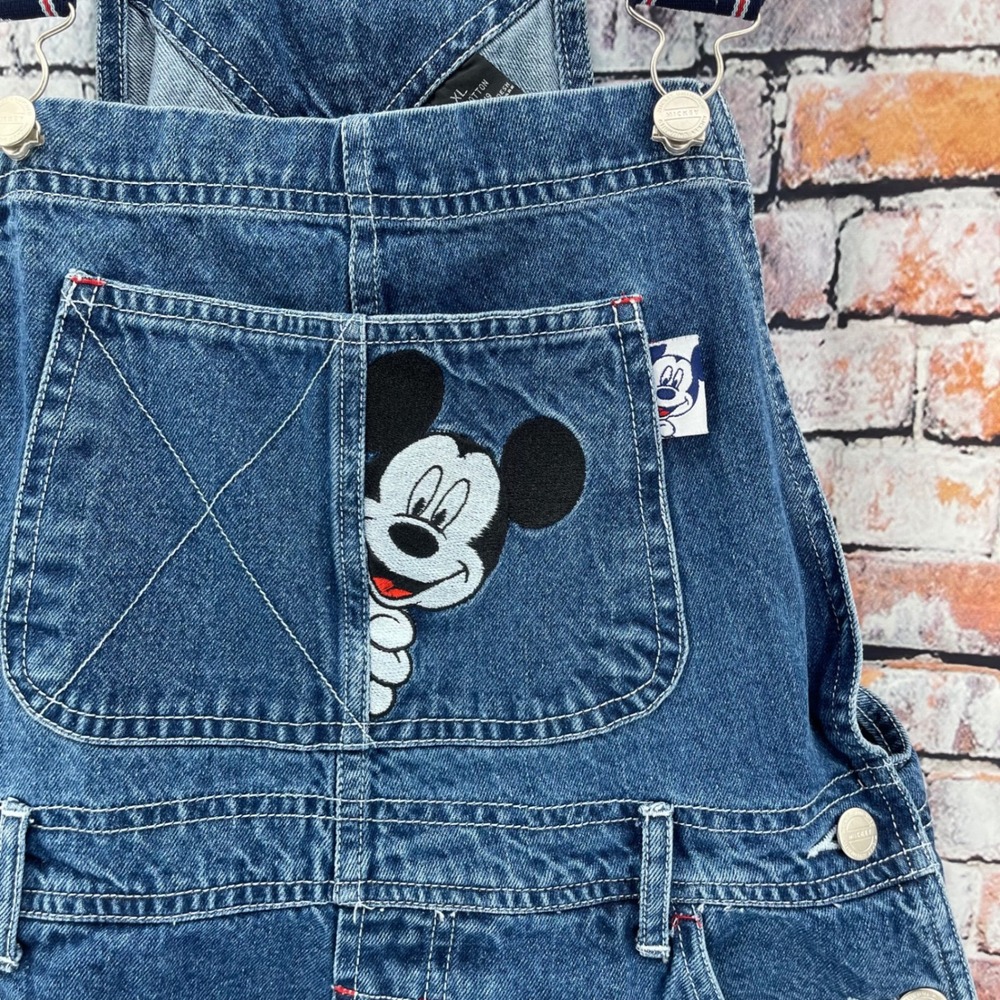 Mickey Unlimited Jerry Leigh Denim Shortalls XL Blue Mickey Mouse Overalls - Picture 4 of 8